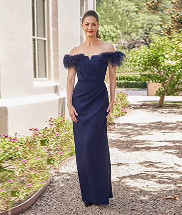 Full Length Blue Mother of the Bride Dress by Myline's Bridal in Greensboro, NC